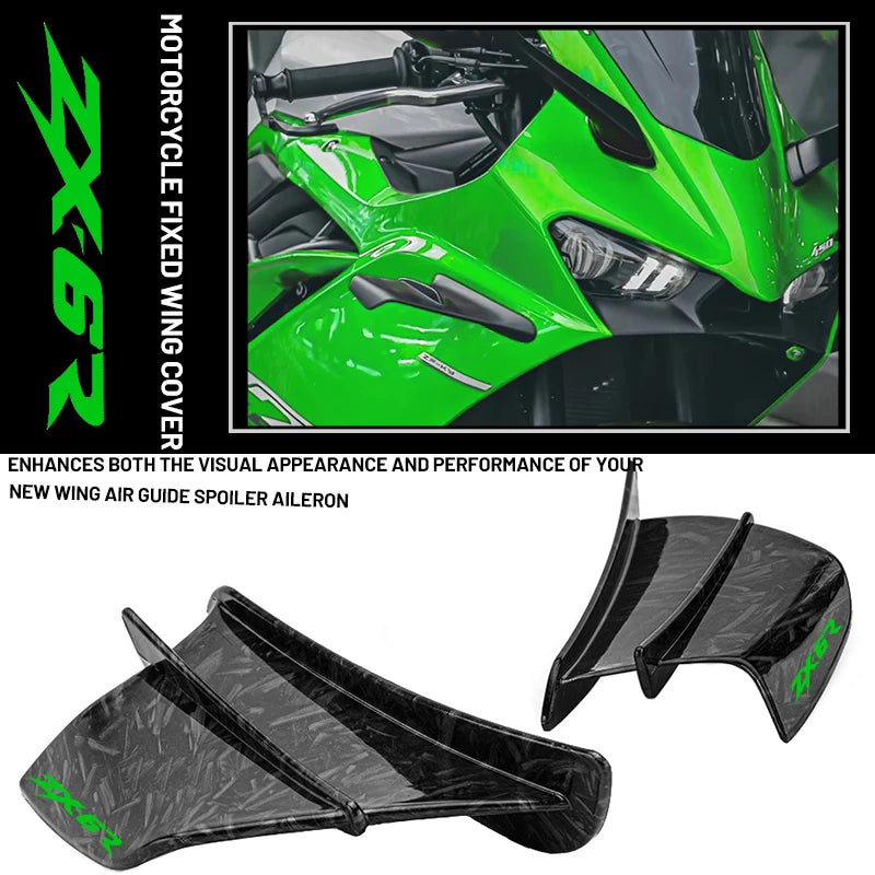 Motorcycle Winglet Fixed Wind Wing For Kawasaki ZX-6R ZX-636 ZX6R ZX 6R 2024 Aerodynamic Winglet - Automotive LED Light