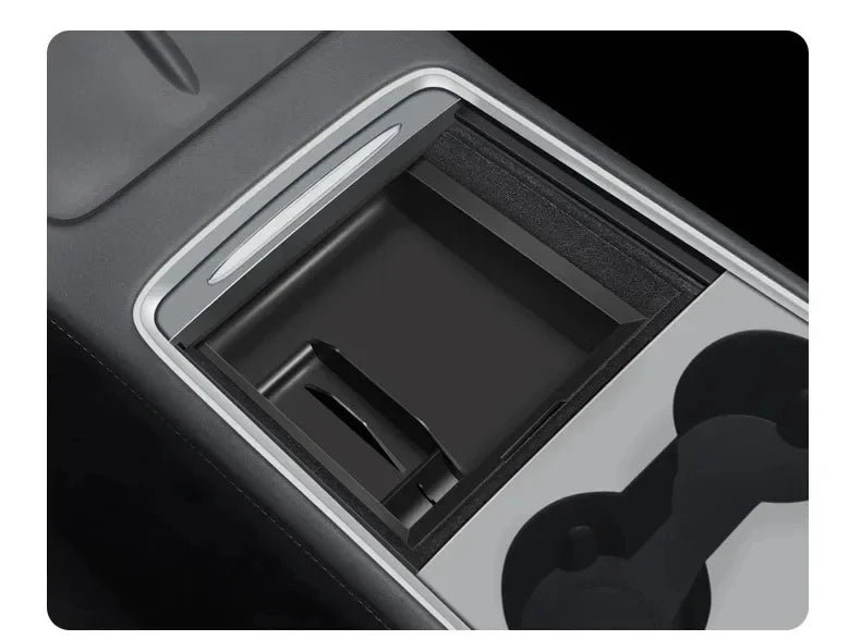 Center Console Organizer for Tesla Model Y 2023 2024 Rear Trunk Side Storage Box Bins Flocking A - Automotive LED Light