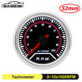 52mm Tachometer 10k rpm Meter Gauge Digital Speedmeter with White Backlight White Chrome Bezel f - Automotive LED Light