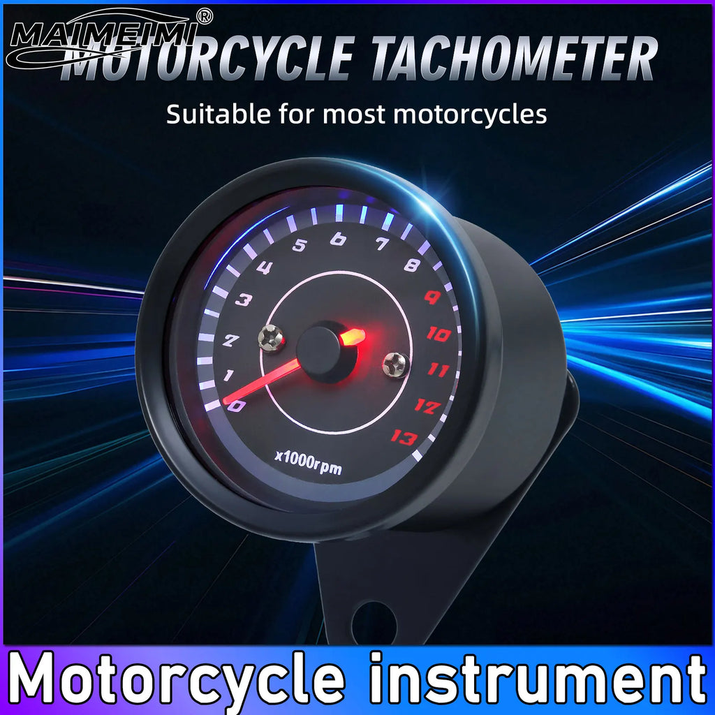 AD Motorcycle Tachometer 13000 RPM Moto Parts Modified Odometer Motobike Accessory Machinery Tac - LED Motorcycle Light