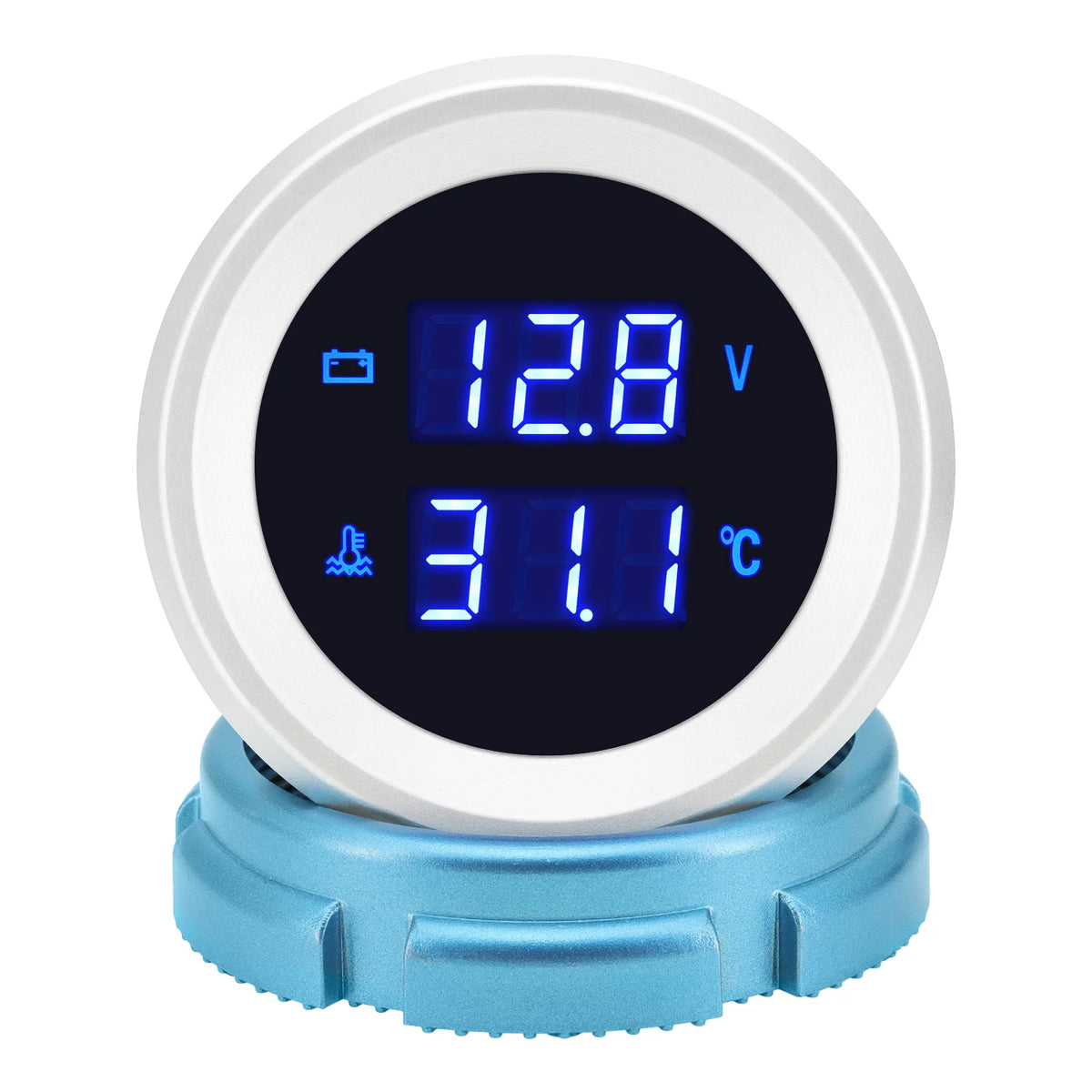 2" 52mm Water Temperature Gauge with Sensor 10mm Blue LED Digital Voltage Volt Meter 2 in 1 Gaug - Automotive LED Light