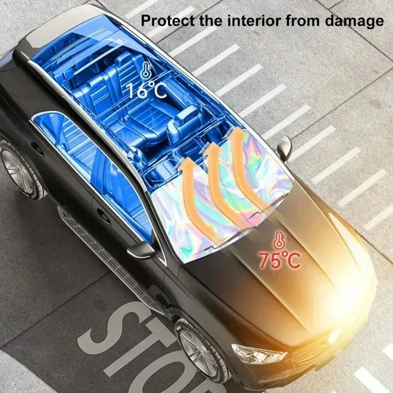 Front Window Sunblock Car Sunshade Thermal Insulation Blinds Interior Windshield Shade Cover Coo - Automotive LED Light