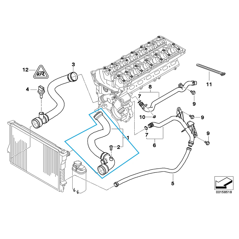 Car Coolant Radiator Hose 11531436406 Fit for E46 320 323 325 328 330 - Automotive LED Light