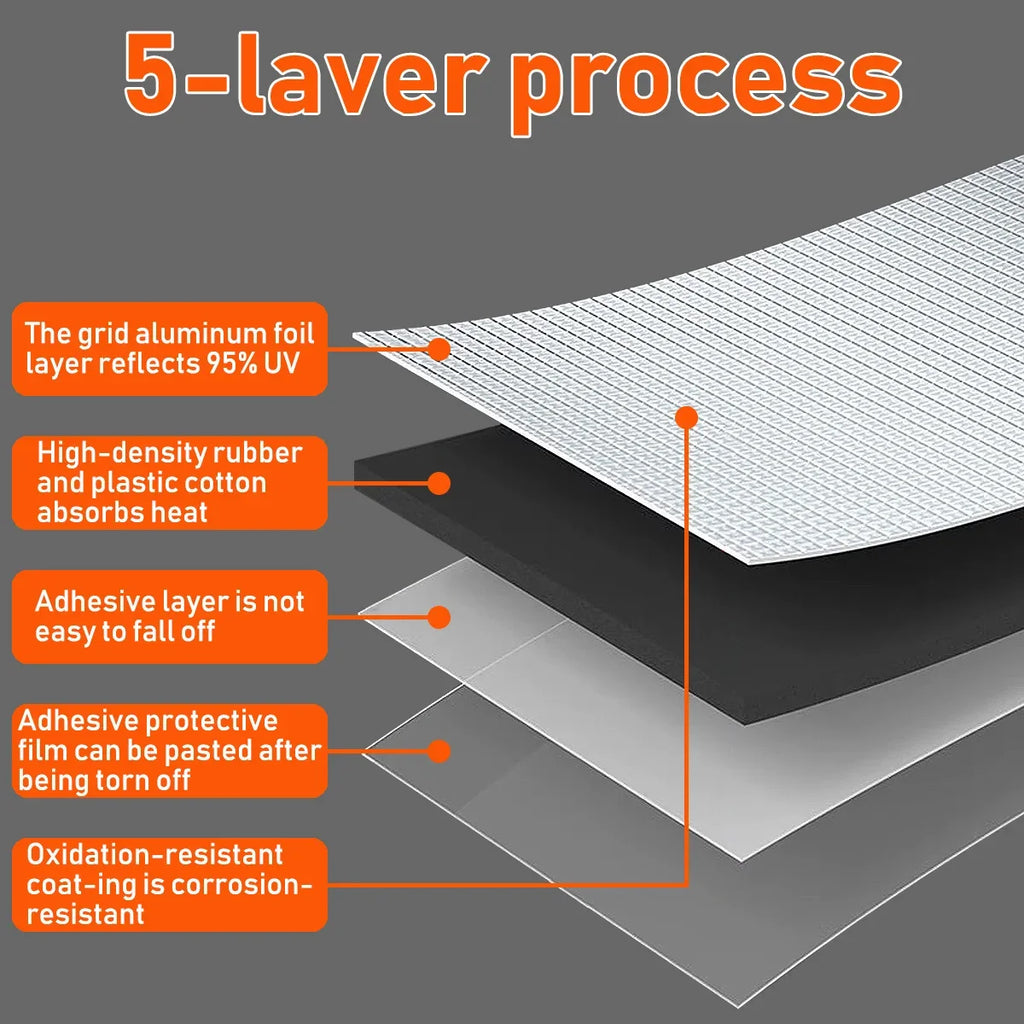 1PC Car Sound Insulation Cotton Engine Hood Heat Insulation Self-Adhesive Pad With Four Specific - Automotive LED Light