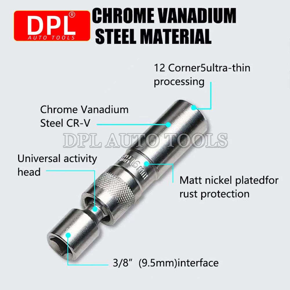 14mm/16mm Magnetic Spark Plug Socket Wrench 12 Angle Repair and Removal Tool Thin Wall 3/8 Inch  - Automotive LED Light