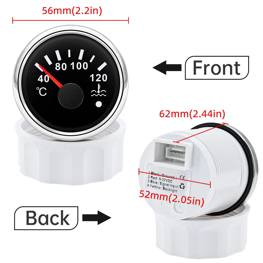 High Quality 52 mm 40~120 Celsius Boat Car Digital Water Temperature Gauge Auto Car Water Temp M - Automotive LED Light
