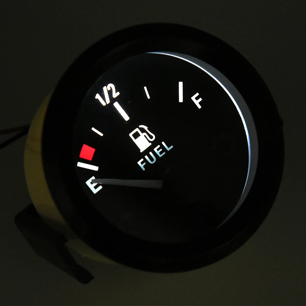 2'' 52mm Universal Fuel Gauge with Fuel level Float Sensor 240-33 ohms Auto Oil Water Tank Level - Automotive LED Light