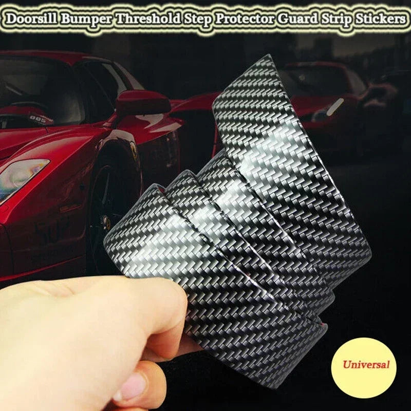 Universal Car Stickers Doorsill Bumper Threshold Step Carbon Fiber Protector Guard Strip Sticker - Automotive LED Light