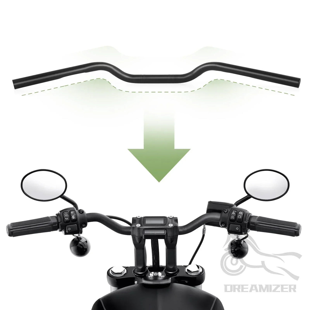 Motorcycle 22mm 25mm Black Retro Drag Handlebar Handle Bar Steering Wheel For Yamaha Sportster I - Automotive LED Light