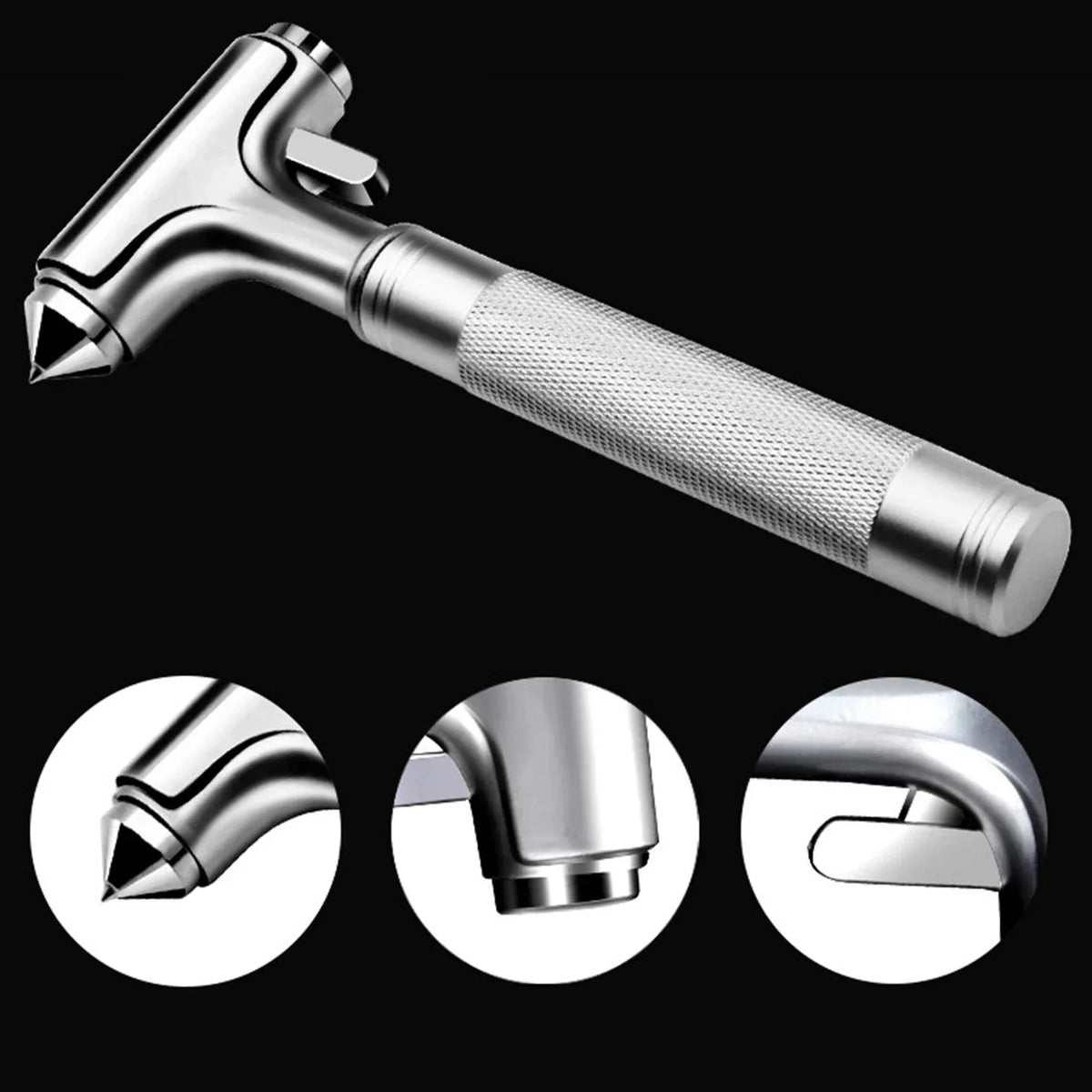 Car Safety Hammer Automotive Aluminum Alloy Window Glass Breaker with Seatbelt Cutter for Vehicl - Automotive LED Light