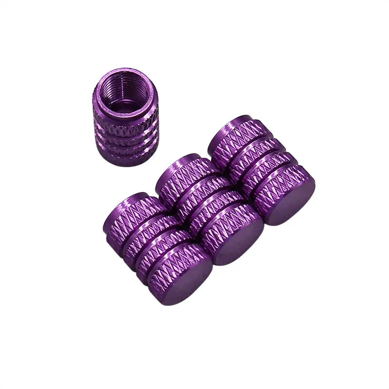 4Pcs Silver Car Tire Valve Stems Cap Knurling Style Tire Valve Cap Aluminum Tire Wheel Stem Air  - Automotive LED Light