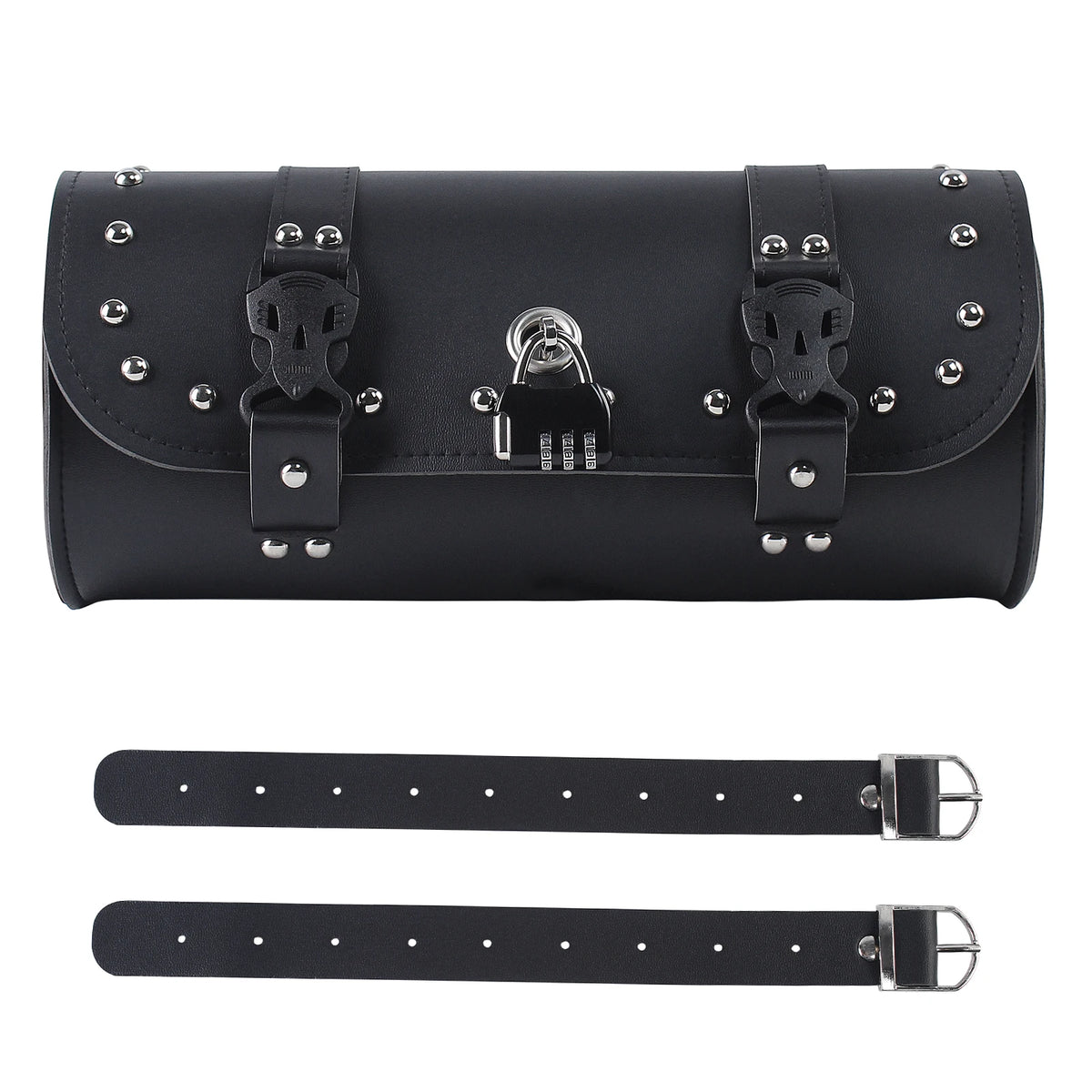 Motorcycle Tool Bag Faux Leather Handlebar Roll Bag Waterproof Saddlebag Side Pannier Retro Siss - Automotive LED Light
