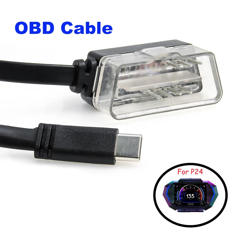 1.8M Obd2 Cable Wire Fit P24 P10-Pro Car Head Up Display Cable Type-C Connecting for P10 P24 - Automotive LED Light