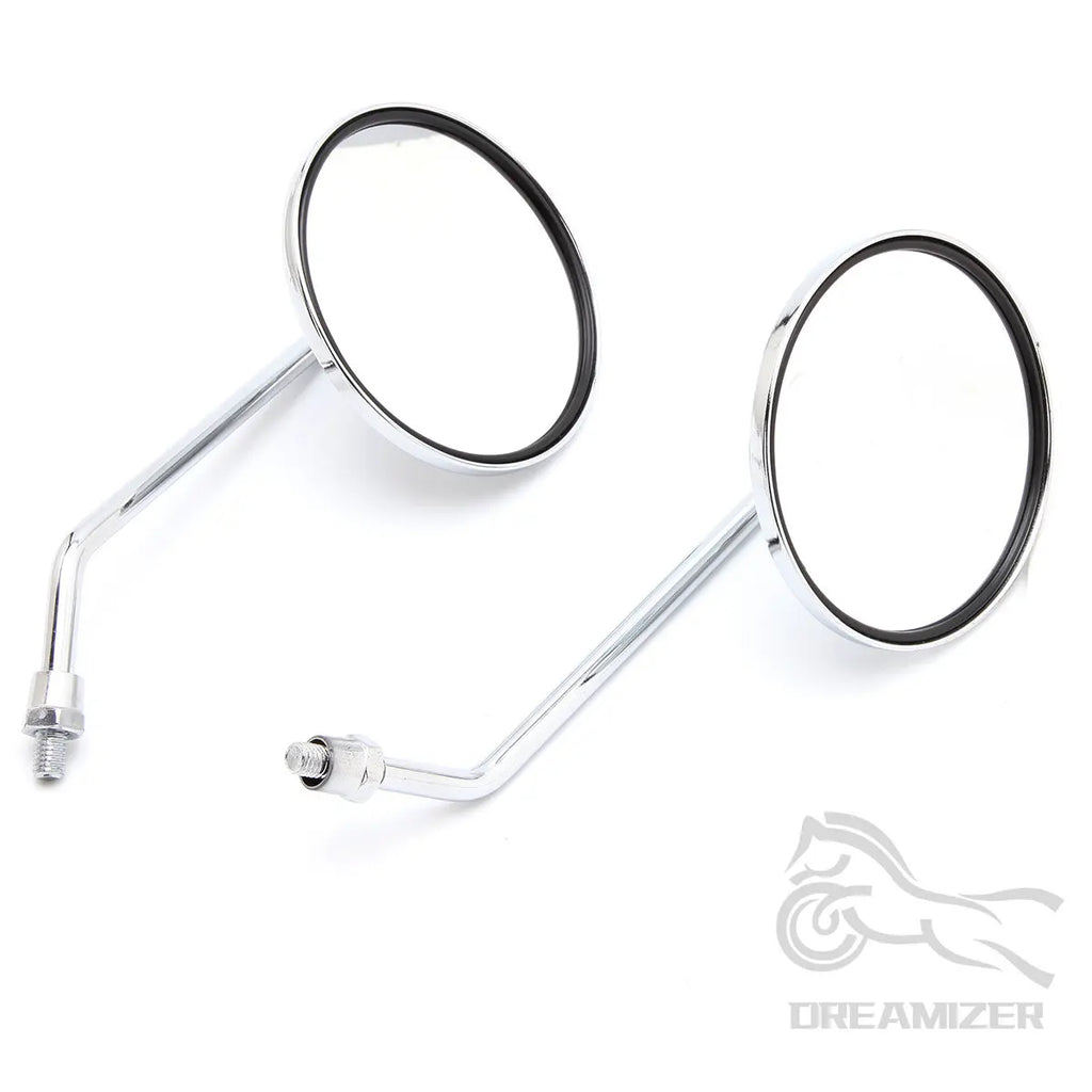 Universal 10mm Motorcycle Rearview Mirrors Scooter Chrome Round Side Mirror For Suzuki GN 125 Ya - Automotive LED Light