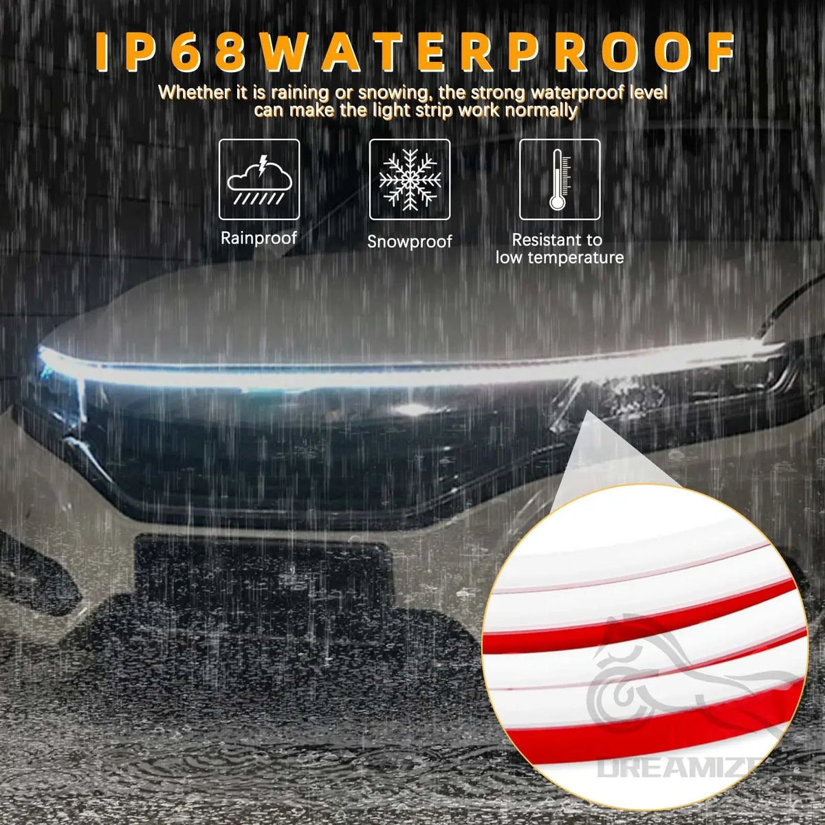 180cm/240cm Exterior Car LED Hood Light Strip Flexible Waterproof Dynamic Scan Start Up Hoodbeam - Automotive LED Light