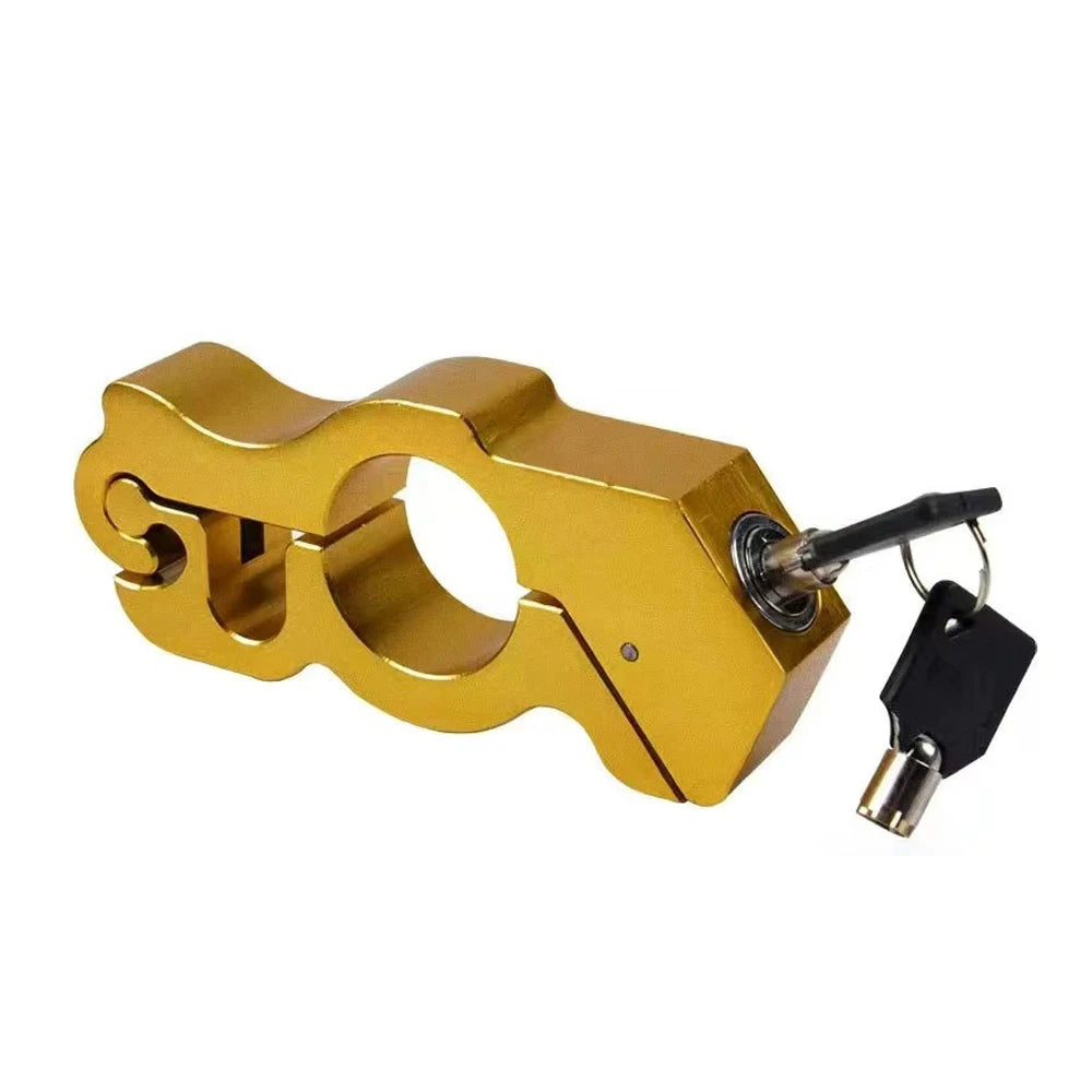 2 Keys Motorcycle Handlebar Lock Anti-theft Lock Motorcycle Electric Vehicle Aluminum Alloy Lock - Automotive LED Light
