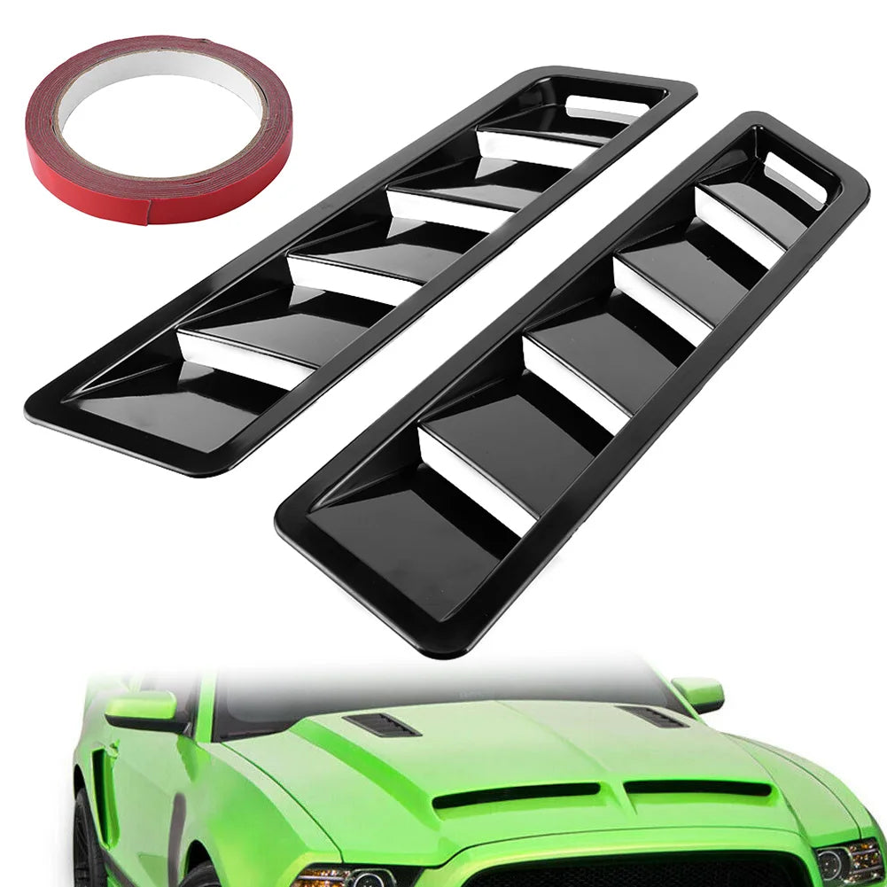 2Pcs Universal Hood Air Intake Panel Trim Bonnet Louver Cooling Vent Cover Car Exterior Decorati - Automotive LED Light
