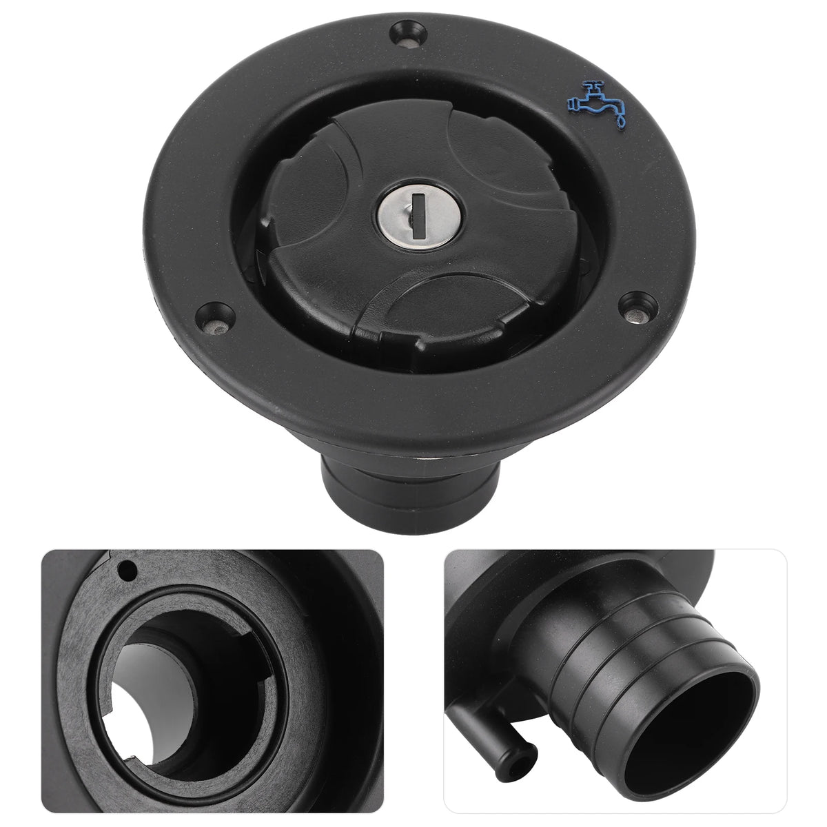 Gravity Water Inlet RV Parts Gravity Freshwater Inlet Lockable Leakproof Water Filler with 2 Key - Automotive LED Light