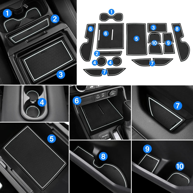For Honda CRV 6th Gen 2023 2024 2025 CR-V Hybrid Car Anti-Slip Gate Slot Cup Mat Door Non-slip R - Automotive LED Light