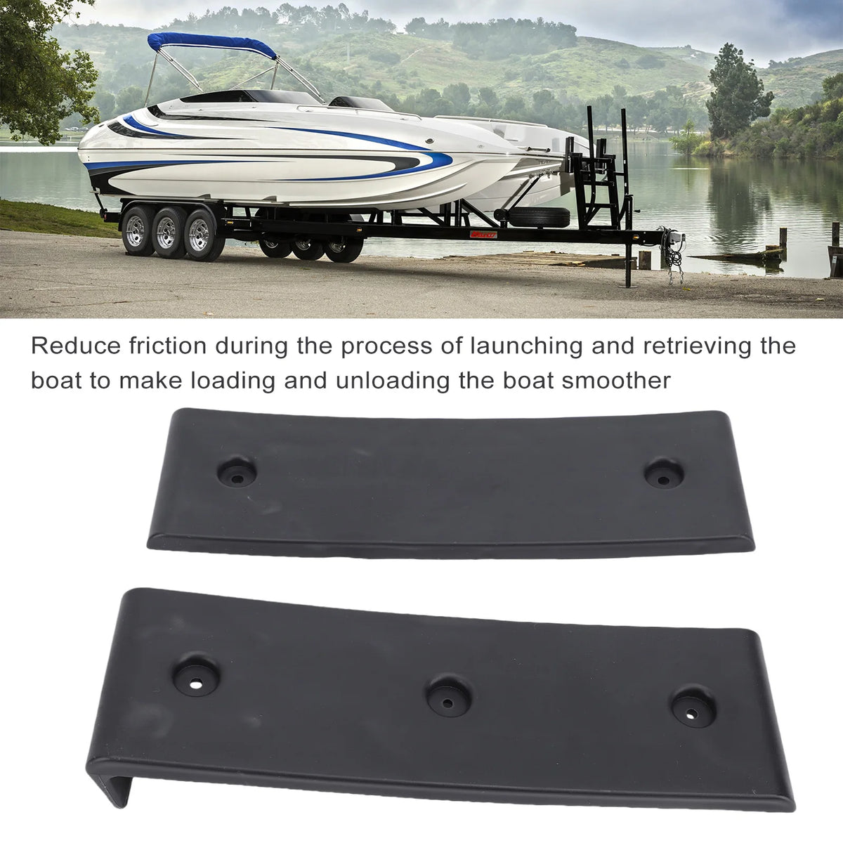 10 Piece Black Boat Trailer Bunk Slides Pads Easier Launching Loading 3 X 10in Reduces Friction  - Automotive LED Light