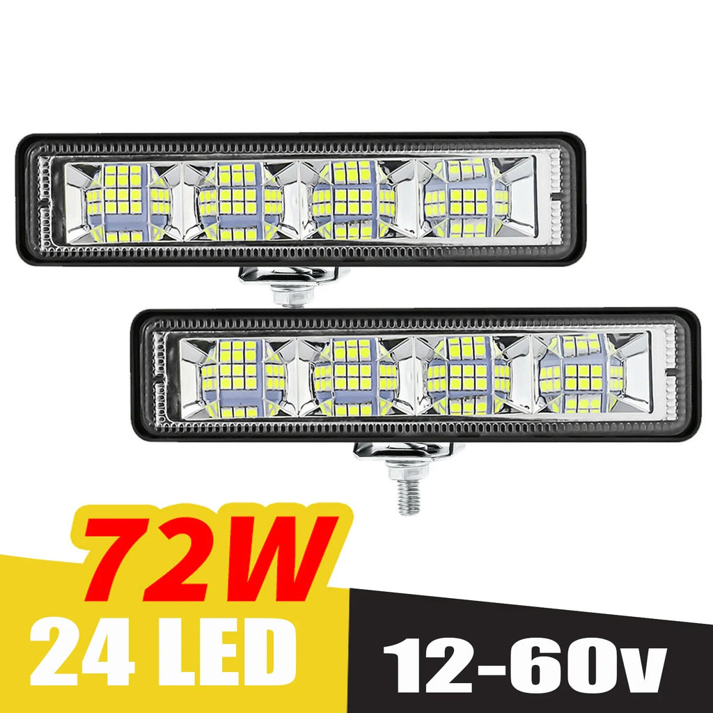 2Pcs 72W Car Work Light LED Bar 4x4 24 LED Worklight Bar Offroad SUV ATV Tractor Boat Trucks Exc - LED Motorcycle Light