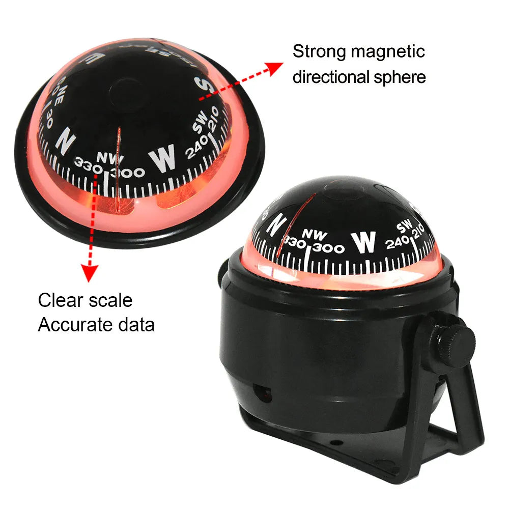 Ball Shaped Boat Compass Vehicle Navigation Car Compass with Dial Sea Pivoting Marine Boat Compa - Automotive LED Light