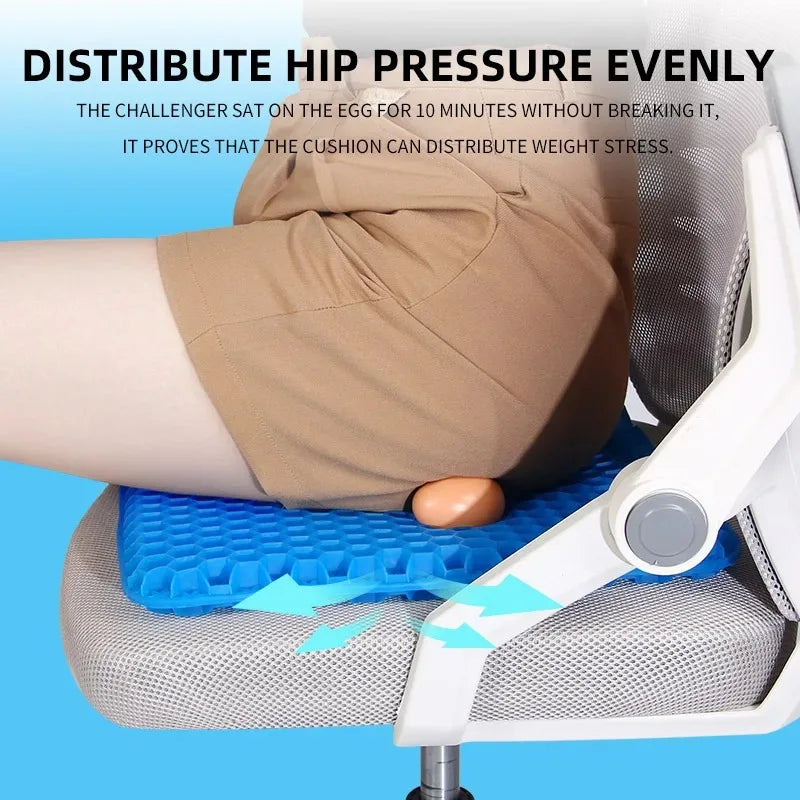 Summer Car Seat Breathable Honeycomb Designed Decompression Car Gel Seat Cushions Back Tailbone  - Automotive LED Light
