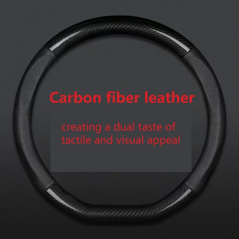 Carbon fiber car steering wheel cover, breathable and sporty, all season universal anti slip and - Automotive LED Light
