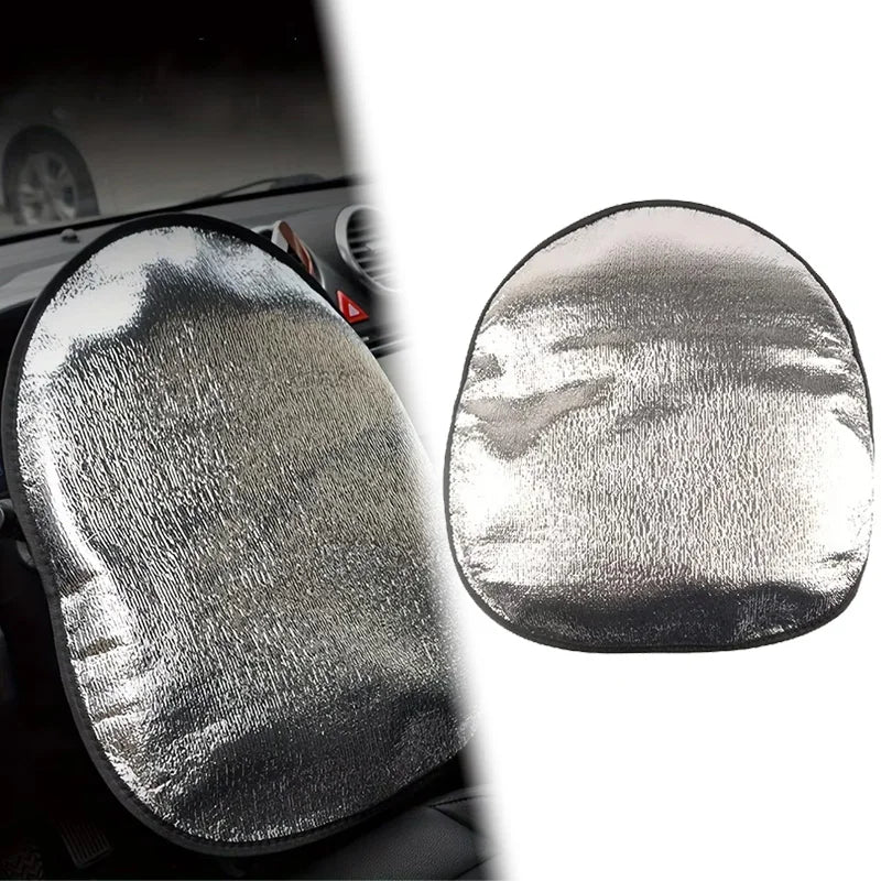 Universal Car Steering Wheel Sun Shade Silver Foldable Double Thick Anti UV Sunscreen Cover For  - Automotive LED Light