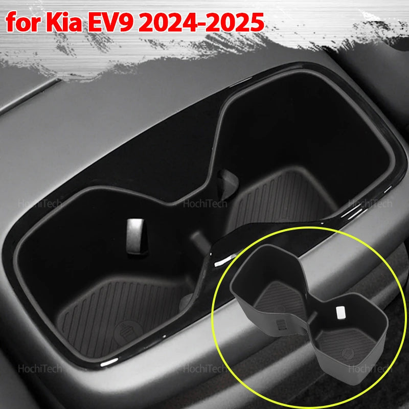For Kia EV9 MV 2024 2025 Non-Slip Storage Box Armrest Rear Water Cup Holder Anti Dirt Shock Abso - Automotive LED Light