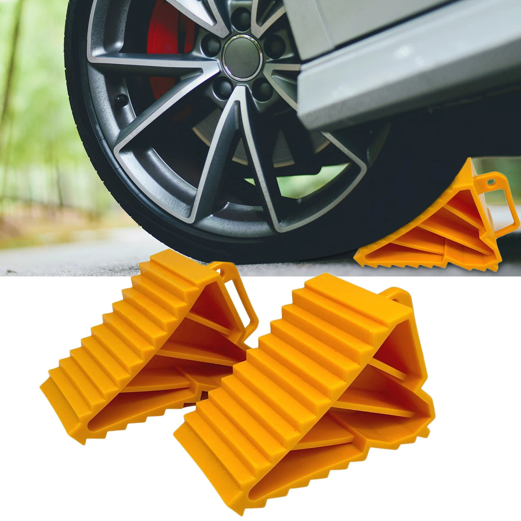 2 Pieces Wheel Chock with Handles Rubber Wheel Chocks Stop Block Replaces for Car Car Truck Trai - Automotive LED Light