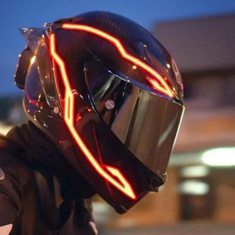 Motorcycle Helmet Light 4 in 1 EL Light 3 Mode Led Helmet Light Night Riding Signal Helmet Strip - Automotive LED Light
