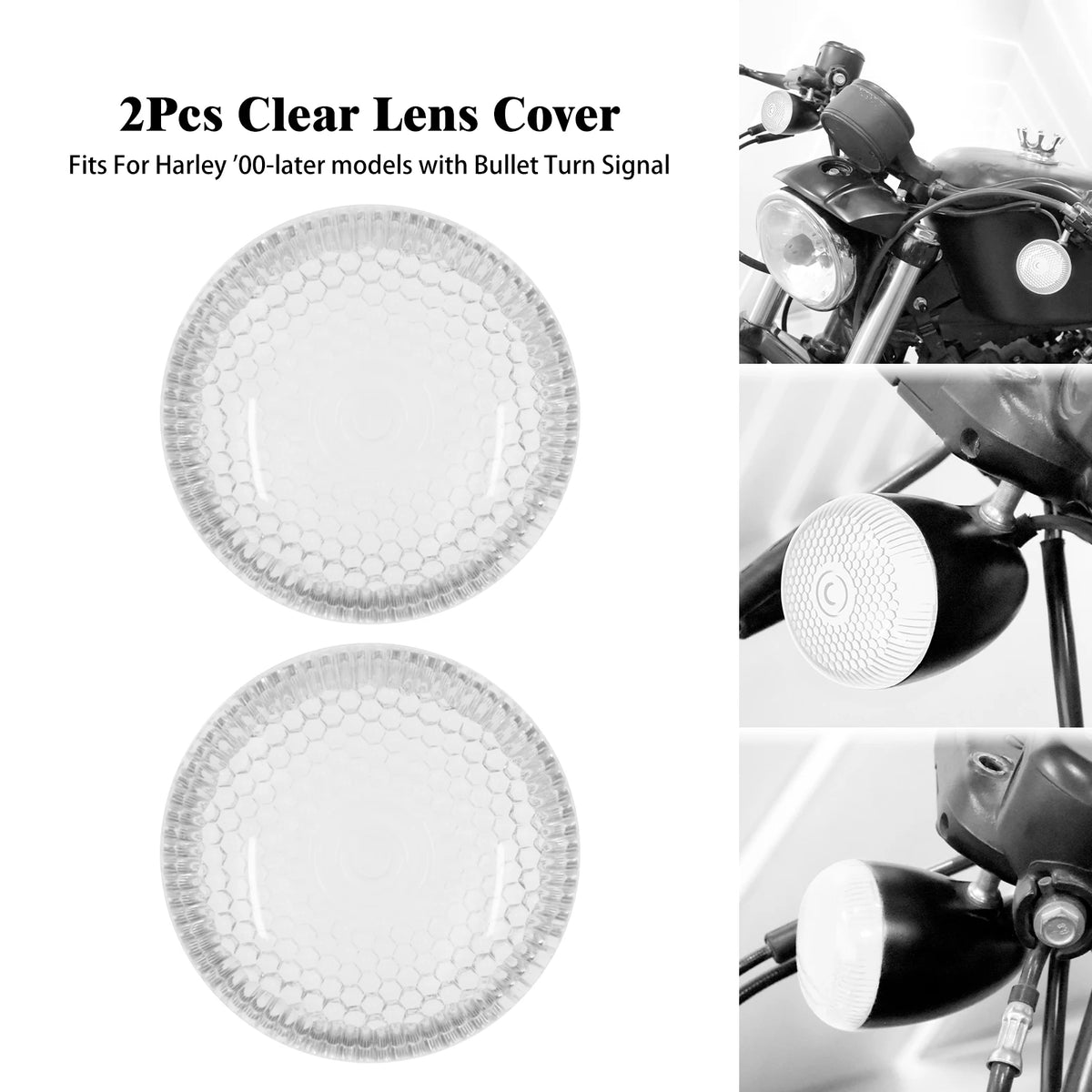 2Pcs Motorcycle Front Rear Turn Signal Lens Cover Clear Light Cap For Harley Sportster XL 1200 8 - LED Motorcycle Light