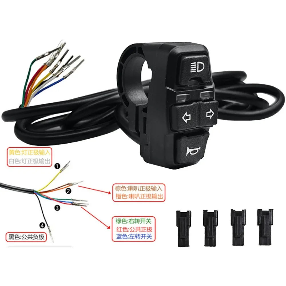 3 in 1 Electric Bike Scooter Switch Headlight Turn Signal Horn Switch 36V/48V ON/OFF Control Swi - LED Motorcycle Light