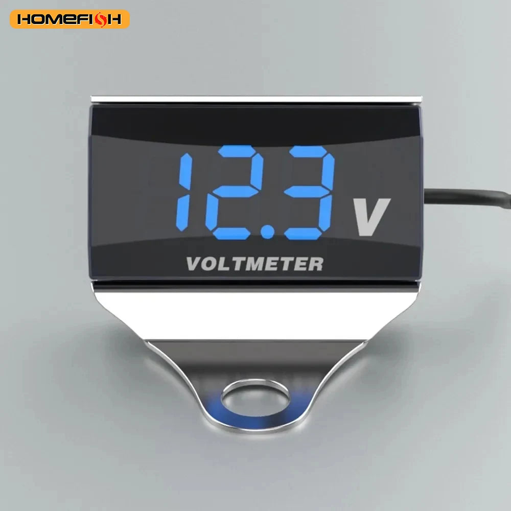 LED Display Waterproof Voltage Tester Battery Moniter Gauge with Bracket Motorcycle DC 10-150V D - Automotive LED Light