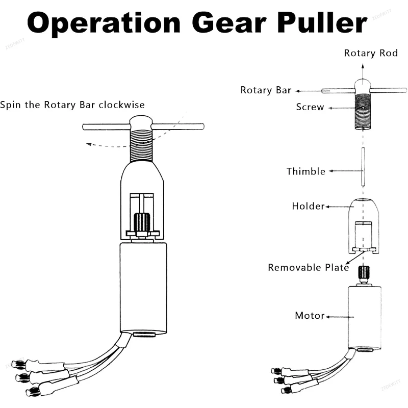 Professional RC Gear Puller Tool Universal Heavy Duty DC Motor Pinion Gear Remover for Small Mot - Automotive LED Light