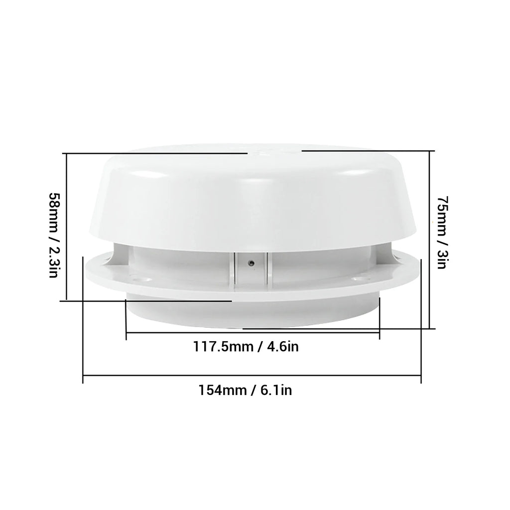 RV Roof Vent Cap 155mm Air Exchange Oxidation Resistant Round Mushroom Ventilation Cap with Mesh - Automotive LED Light