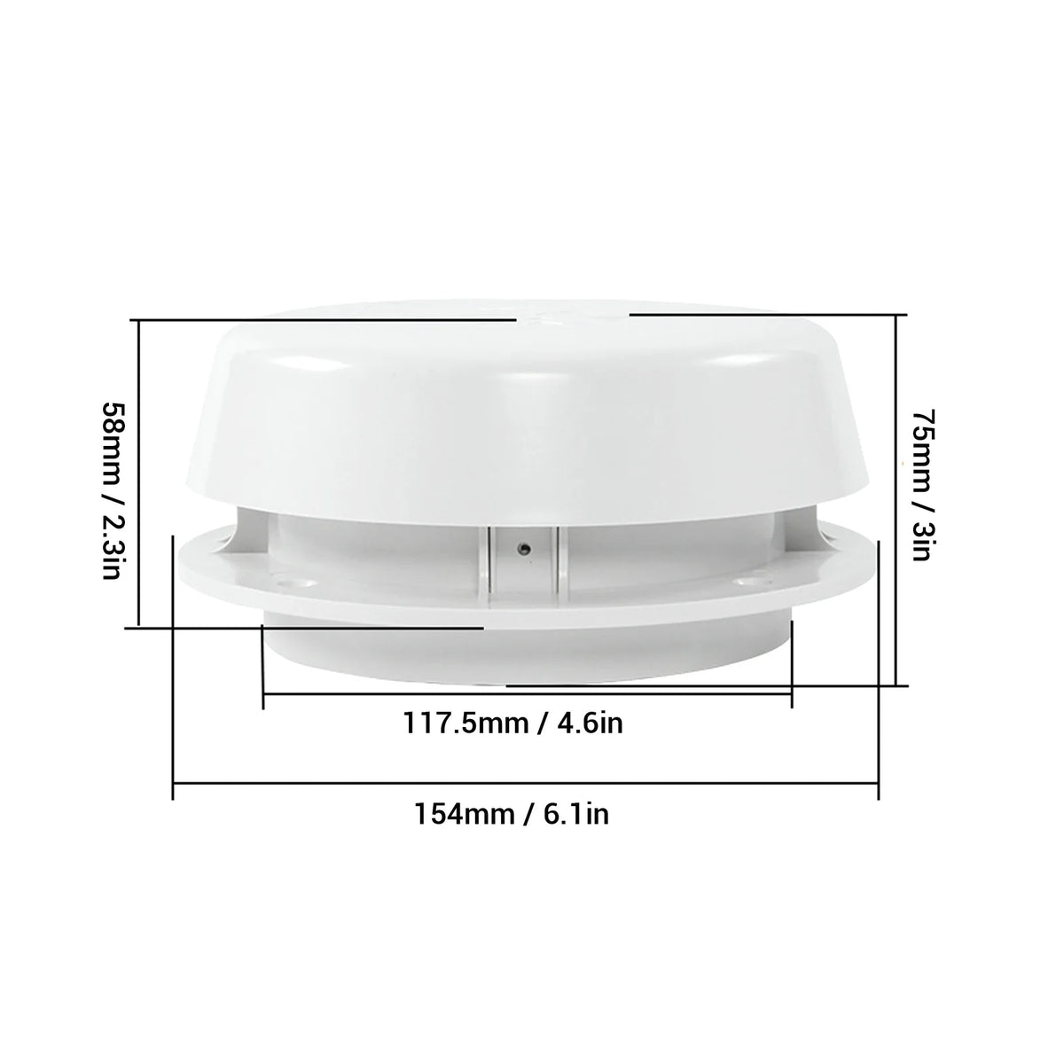RV Roof Vent Cap 155mm Air Exchange Oxidation Resistant Round Mushroom Ventilation Cap with Mesh - Automotive LED Light