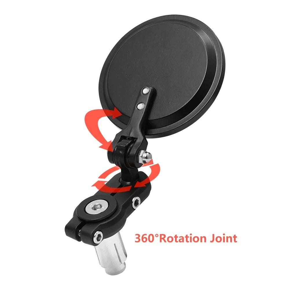 Motorcycle 7/8" 22mm Universal Round Mirrors Handlebar Wing Foldable Mirrors Aluminum Black Hand - Automotive LED Light