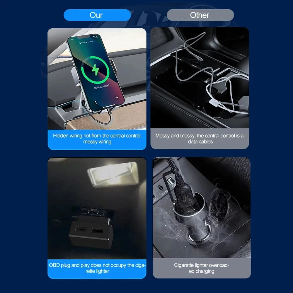 OBD Plug for Tesla Car Model3 Modely Obd2 Splitter Charger Adapters for Tesla Mo for Tesla Model 3 Model Y Modely - Auto