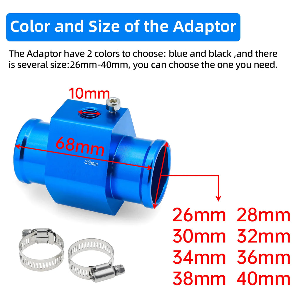 Black Blue Car Water Temp Gauge Radiator Temperature Water Temp Joint Pipe Sensor 40mm 38mm 34mm - Automotive LED Light