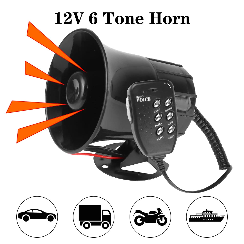 120dB Loud Speaker Truck Horn 12V Automotive Warning Alarm Megaphone Car Air Horn Multi-tone Cla - Automotive LED Light