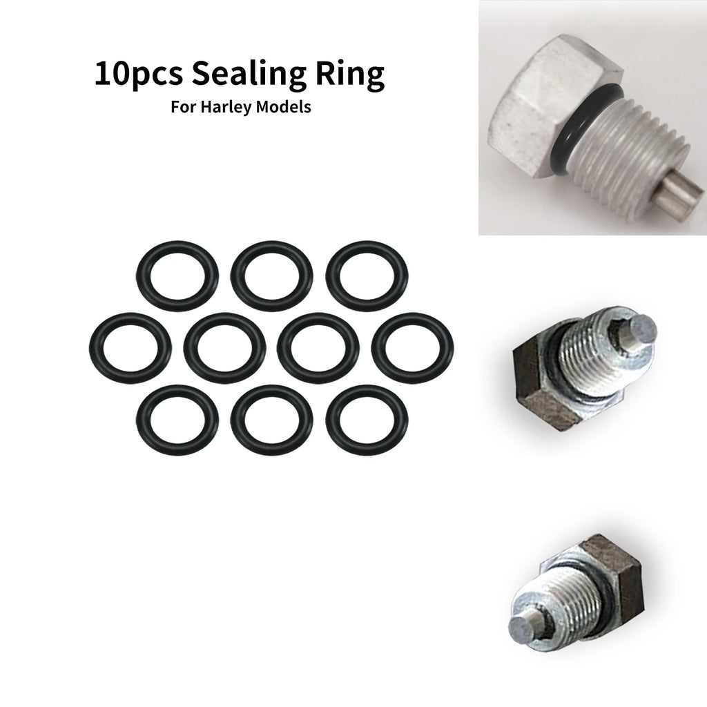 Motorcycle 10pcs Rubber Sealing Ring 11105 Engine Transmission Twin Cam Oil Drain Plug For Harle - Automotive LED Light