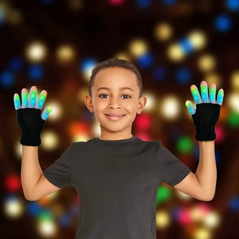 LED Light Night Glowing Gloves Finger Lighting Flashing Glow Mittens Glitter Gloves for Entertai - Automotive LED Light