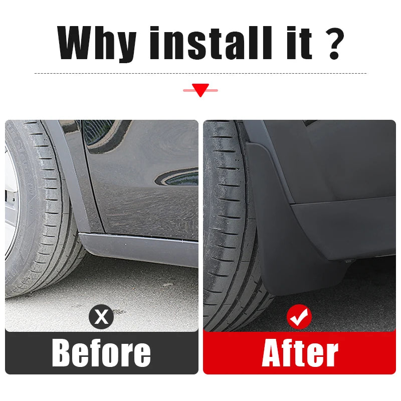 For Tesla Model Y 2021 2022 2023 2024 Car Mud Flaps Front Rear Wheels Mudguards Fender Accessori - Automotive LED Light
