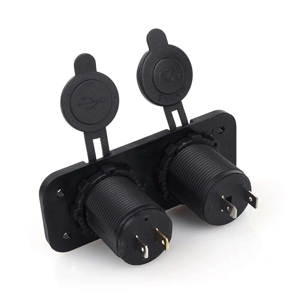 Dual USB Car Auto Cigar Lighter Socket Splitter 12V Charger Power Adapter Outlet - Automotive LED Light