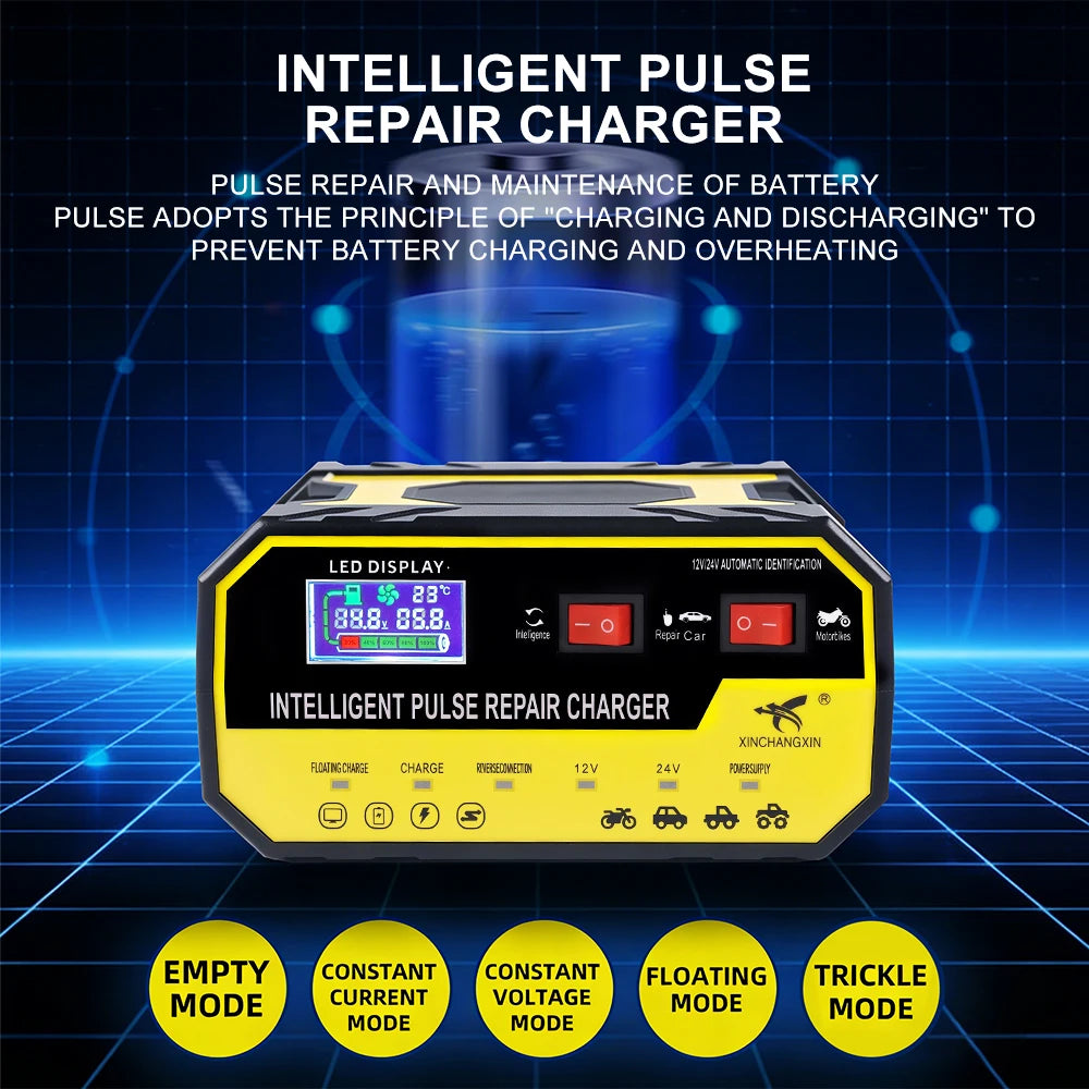 220W Car Battery Chargers 12V 24V 8A Automatic Switch Storage Cell Charging Device Intelligent P - Automotive LED Light