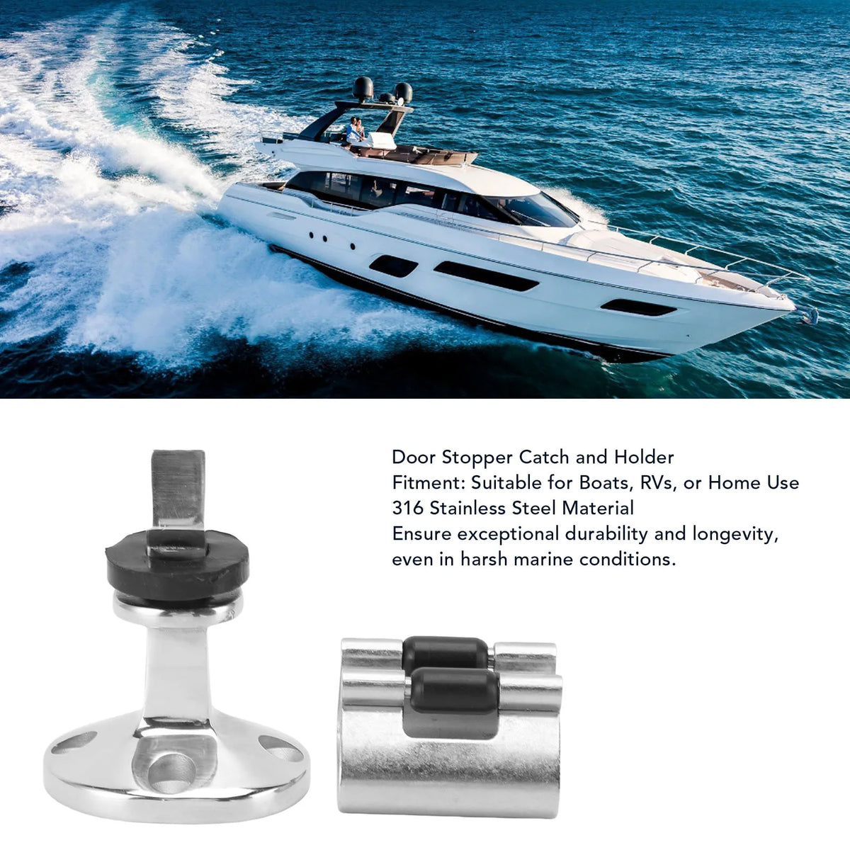Boat Heavy Duty Door Stopper Catch Holder Marine Door Stopper Catch and Holder 316 Stainless Ste - Automotive LED Light
