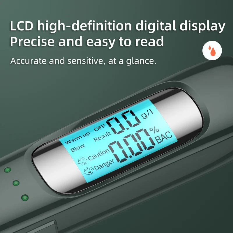 Non-contact Alcohol Tester High Precision Breathalyzer Alcometer USB Rechargeable LCD Display Di - Automotive LED Light