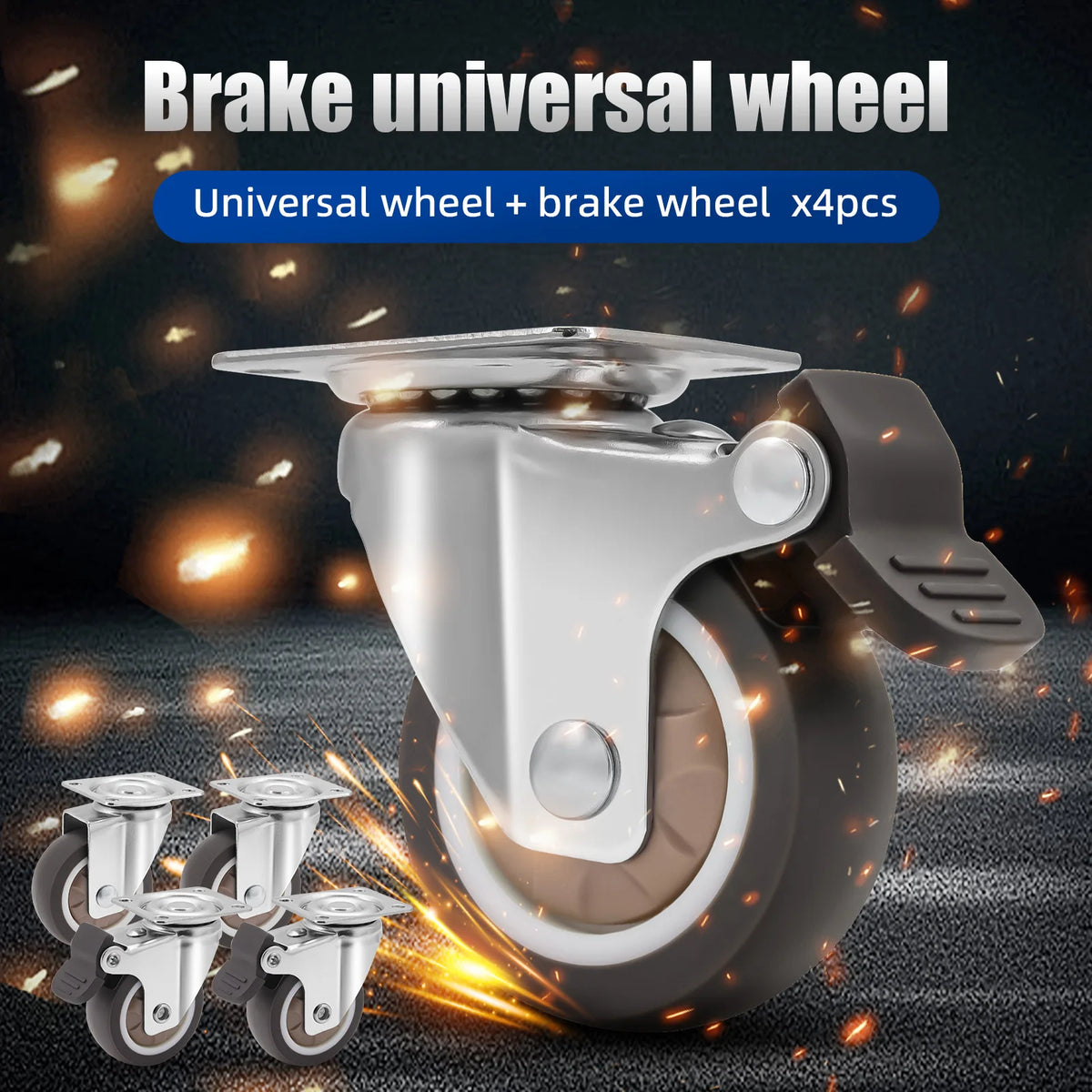 4pcs Heavy Duty Furniture Caster Rubber Universal Wheels Swivel Caster Roller Wheel For Platform - Automotive LED Light